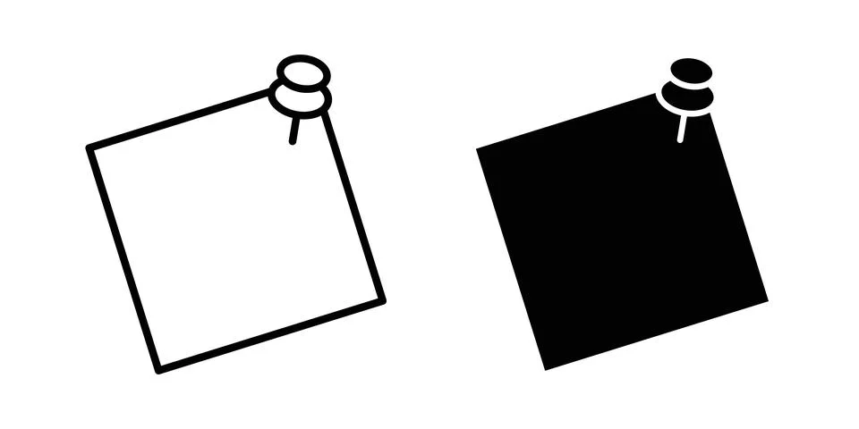 Note sticky icon symbol. Flat and Stroke Vector illustration Stock Illustration