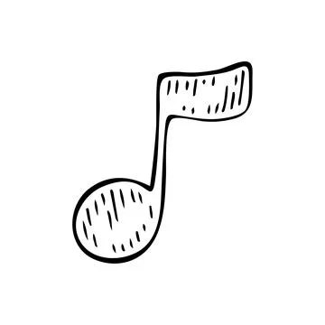 Note symbol sketch. Musical note line art. Hand drawn doodle vector illustr.. Stock Illustration