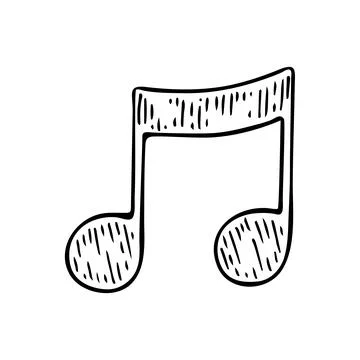 Note symbol sketch. Musical note line art. Hand drawn doodle vector illustr.. Illustrazione stock