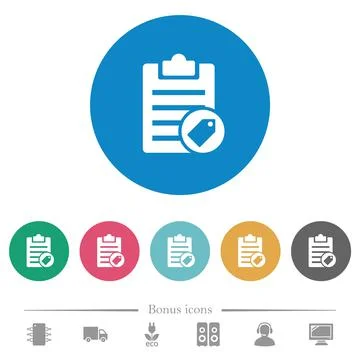 Note tagging flat round icons Stock Illustration