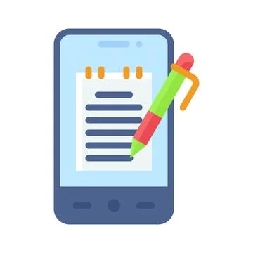 Note taking App icon, Mobile application vector illustration Stock Illustration