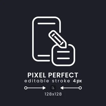 Note taking apps white linear desktop icon on black Illustrazione stock