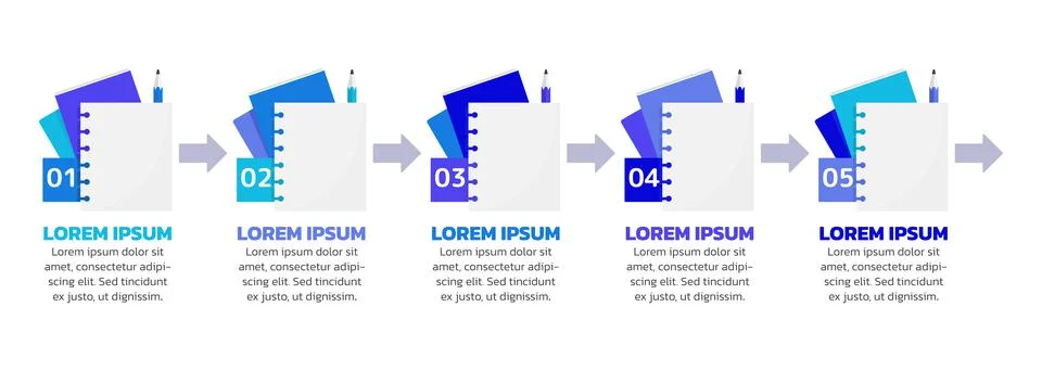 Note taking blue infographic chart design template Illustrazione stock