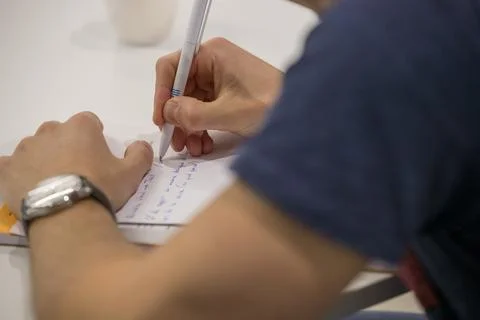 Note taking during a seminar Stock Photos