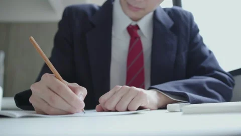 Note-Taking High School Boy: Close-Up 스톡 동영상 333168590