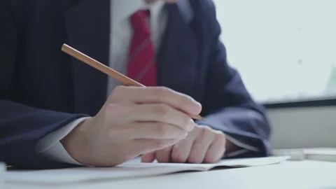 Note-Taking High School Boy: Close-Up 스톡 동영상 333168592