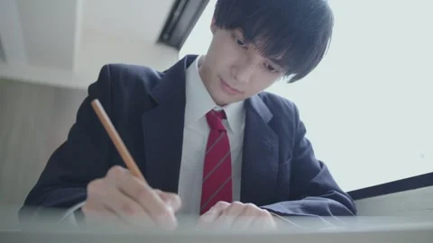 Note-Taking High School Boy: Close-Up 스톡 동영상 333168598