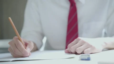 Note-Taking High School Boy: Close-Up 스톡 동영상 333168662