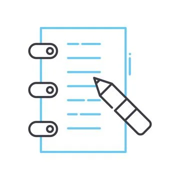 Note taking line icon, outline symbol, vector illustration, concept sign Stock Illustration