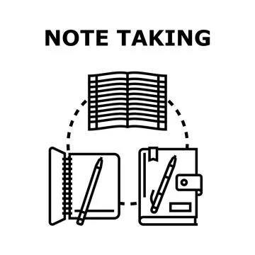 Note taking process with planning and studying elements Stock Illustration