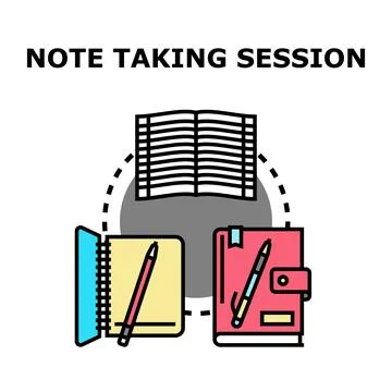 Note taking session planning information study process Stock Illustration