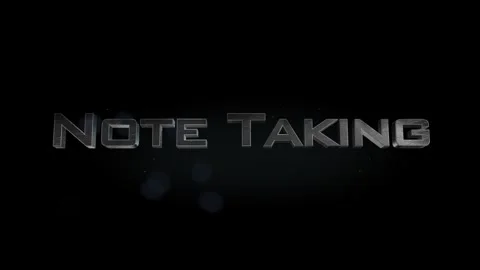 Note Taking title 3D metal text on black alpha channel background Stock Footage 301264282