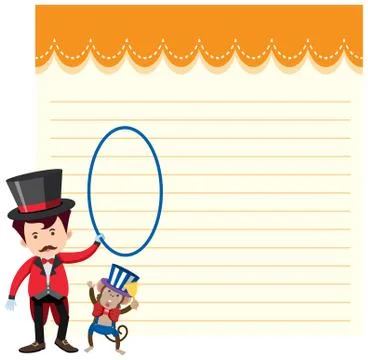 A note template circus theme Illustrazione stock
