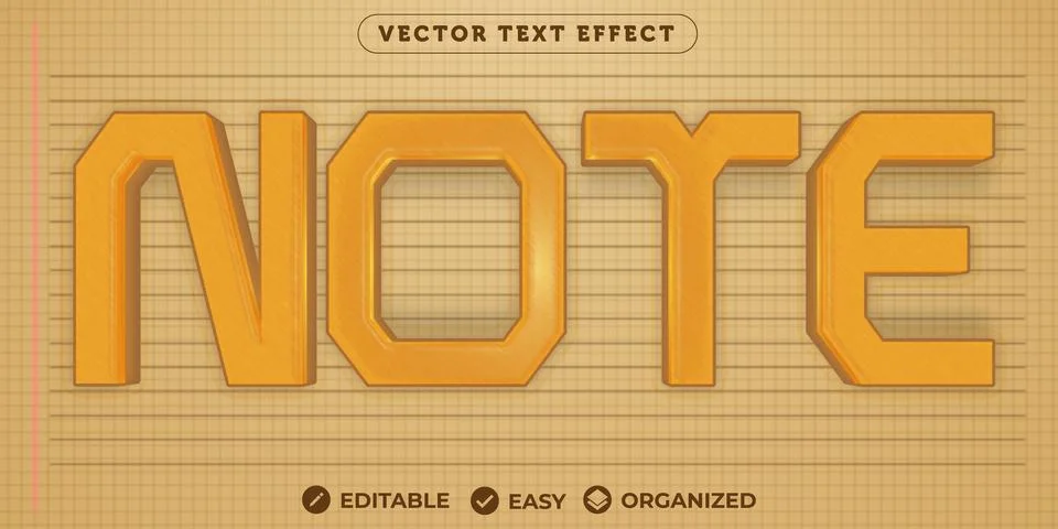 Note Text Effect,Fully Editable Font Text Effect Stock Illustration