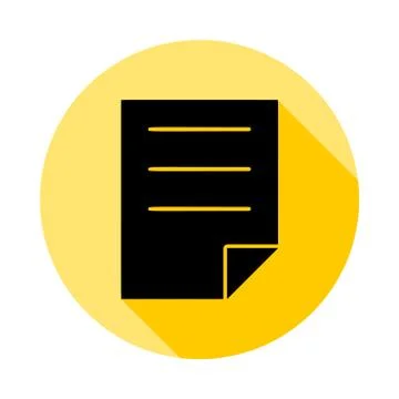 Note, text outline icon in long shadow style Stock Illustration