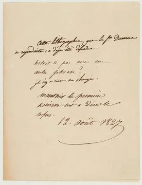 Note on the three previous planks dated 12 August 1827 Now the prohibition... Stock Photos