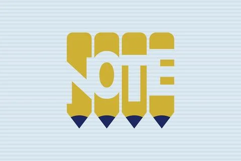 Note typography negative space word vector illustration. Stock Illustration