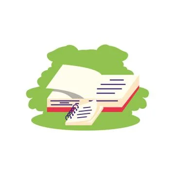 Notebook and book open isolated icon Stock Illustration