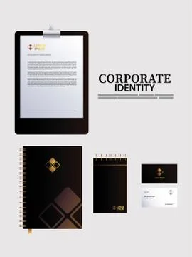 Notebook and business card elements identity corporation Stock Illustration