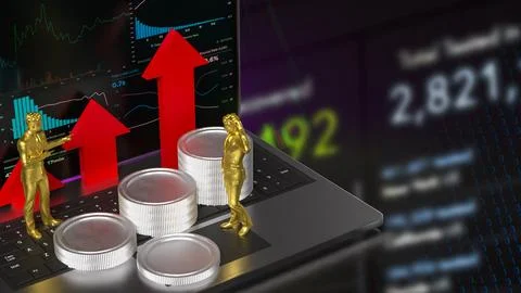 The Notebook and chart for Business concept 3d rendering. Stock Illustration