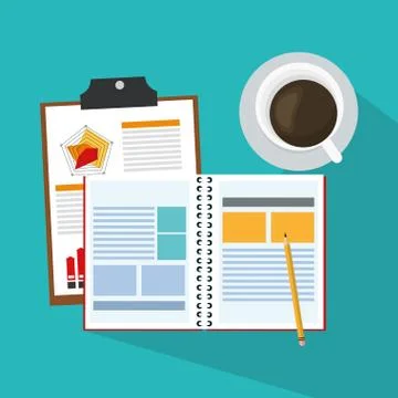 Notebook and coffee cup Illustrazione stock