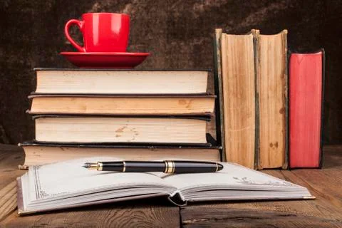 Notebook and Coffee Stock Photos