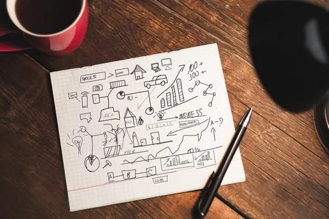 Notebook and coffee Stock Photos