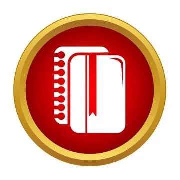 Notebook and diary with bookmark on red icon 库存插图