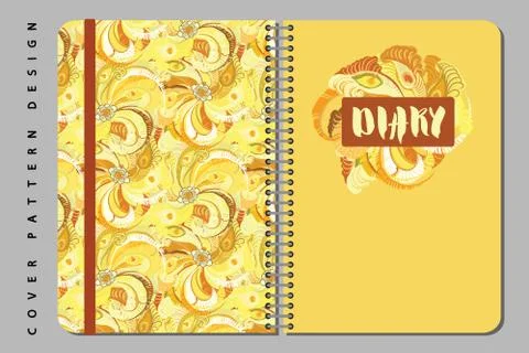 Notebook and diary cover design for print with seamless pattern included. Stock Illustration