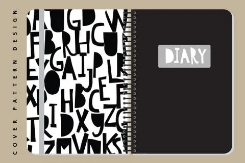 Notebook and diary cover design for print with pattern included. Stock Illustration