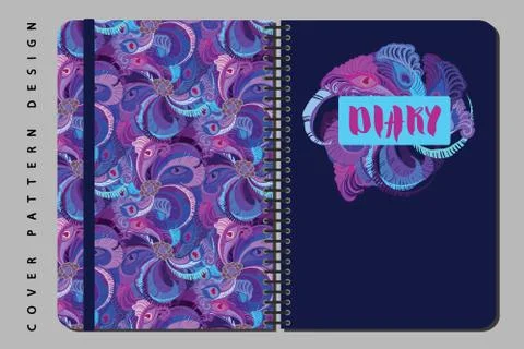 Notebook and diary cover design for print with seamless pattern included. Stockillustratie