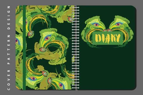 Notebook and diary cover design for print with seamless pattern included. Stock Illustration