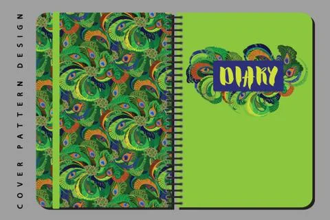 Notebook and diary cover design for print with seamless pattern included. Stockillustratie