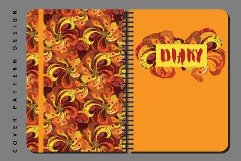 Notebook and diary cover design for print with seamless pattern included. Stockillustratie