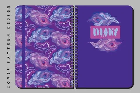 Notebook and diary cover design for print with seamless pattern included. Stock Illustration