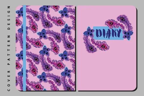 Notebook and diary cover design for print with seamless pattern included. Stockillustratie
