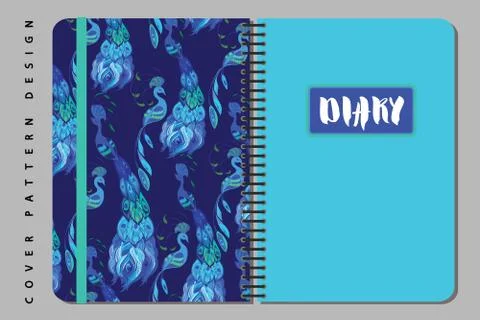 Notebook and diary cover design for print with seamless pattern included. Stock Illustration