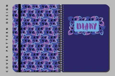 Notebook and diary cover design for print with seamless pattern included. Stockillustratie