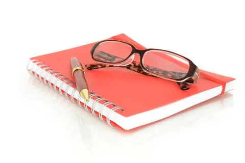 Notebook And Glasses Stock Photos