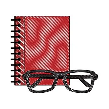 Notebook and glasses scribble 스톡 일러스트