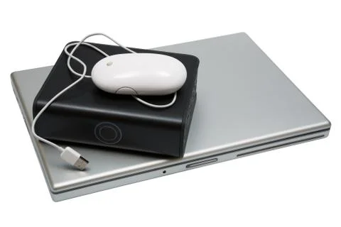 Notebook and hard drive Foto stock