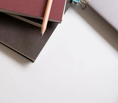 Notebook and laptop on the table Stock Photos