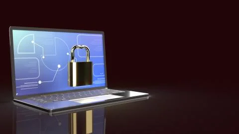 The notebook and master key 3d rendering for Computer security content. Stock Photos