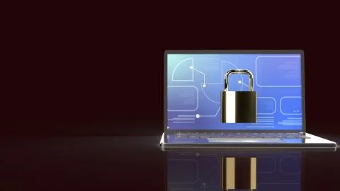 The notebook and master key 3d rendering for Computer security content. Stock Photos