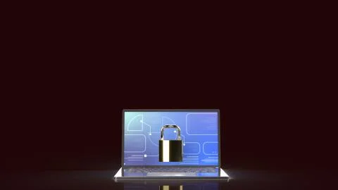 The notebook and master key 3d rendering for Computer security content. Stock Photos