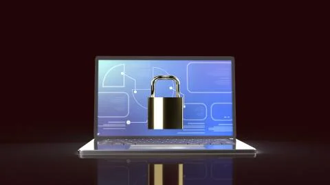 The notebook and master key 3d rendering for Computer security content. Stock Photos