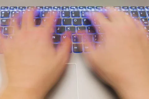 Notebook and motion blur hands Stock Photos