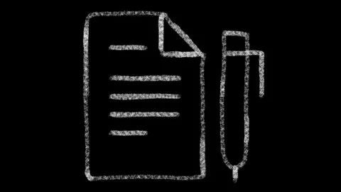 Notebook and pen icon drawn with drawing style on chalkboard, animated footage Stock-Footage 117975520