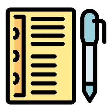 Notebook and pen representing planning and writing activities Illustrazione stock