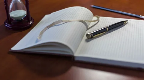 Notebook And Pen. Slider Shot 7 Stock Footage 33304221